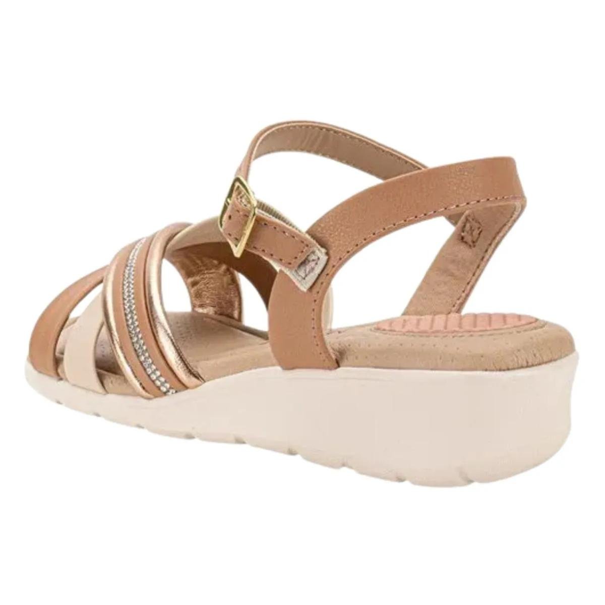 Sandália Anabela Casual Feminino Modare 7190102 Bege Bege 4