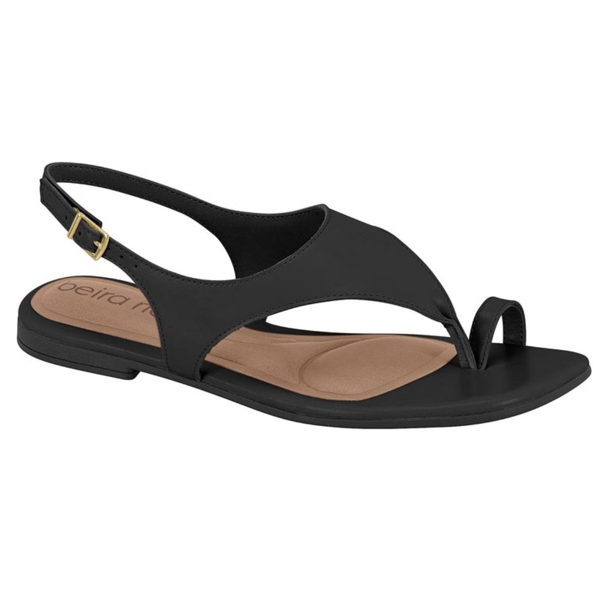 Sandália Rasteirinha Casual Feminino Beira Rio 8560103 Preto