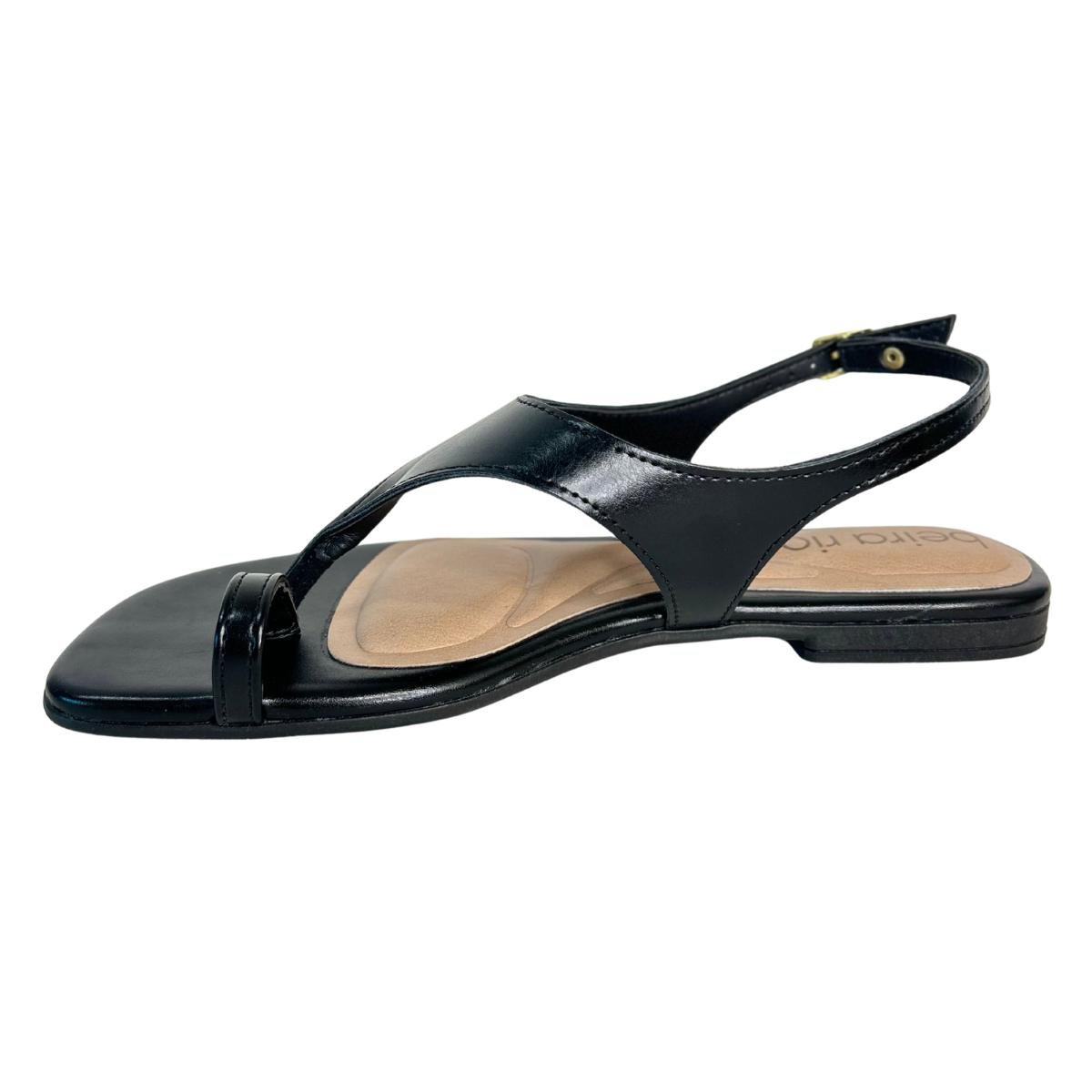 Sandália Rasteirinha Casual Feminino Beira Rio 8560103 Preto Preto 3