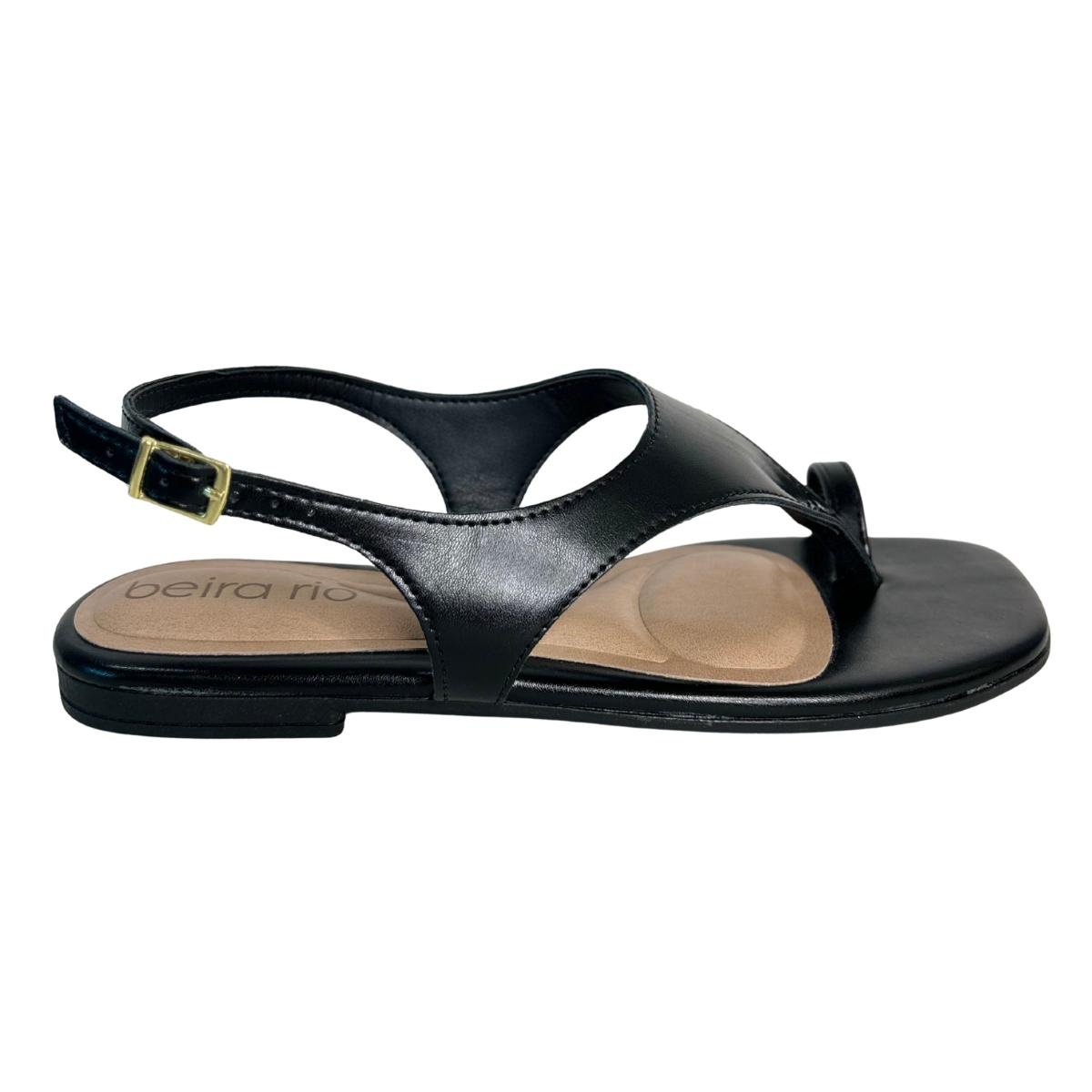 Sandália Rasteirinha Casual Feminino Beira Rio 8560103 Preto Preto 2