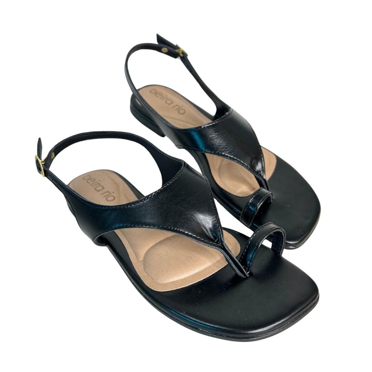 Sandália Rasteirinha Casual Feminino Beira Rio 8560103 Preto Preto 5