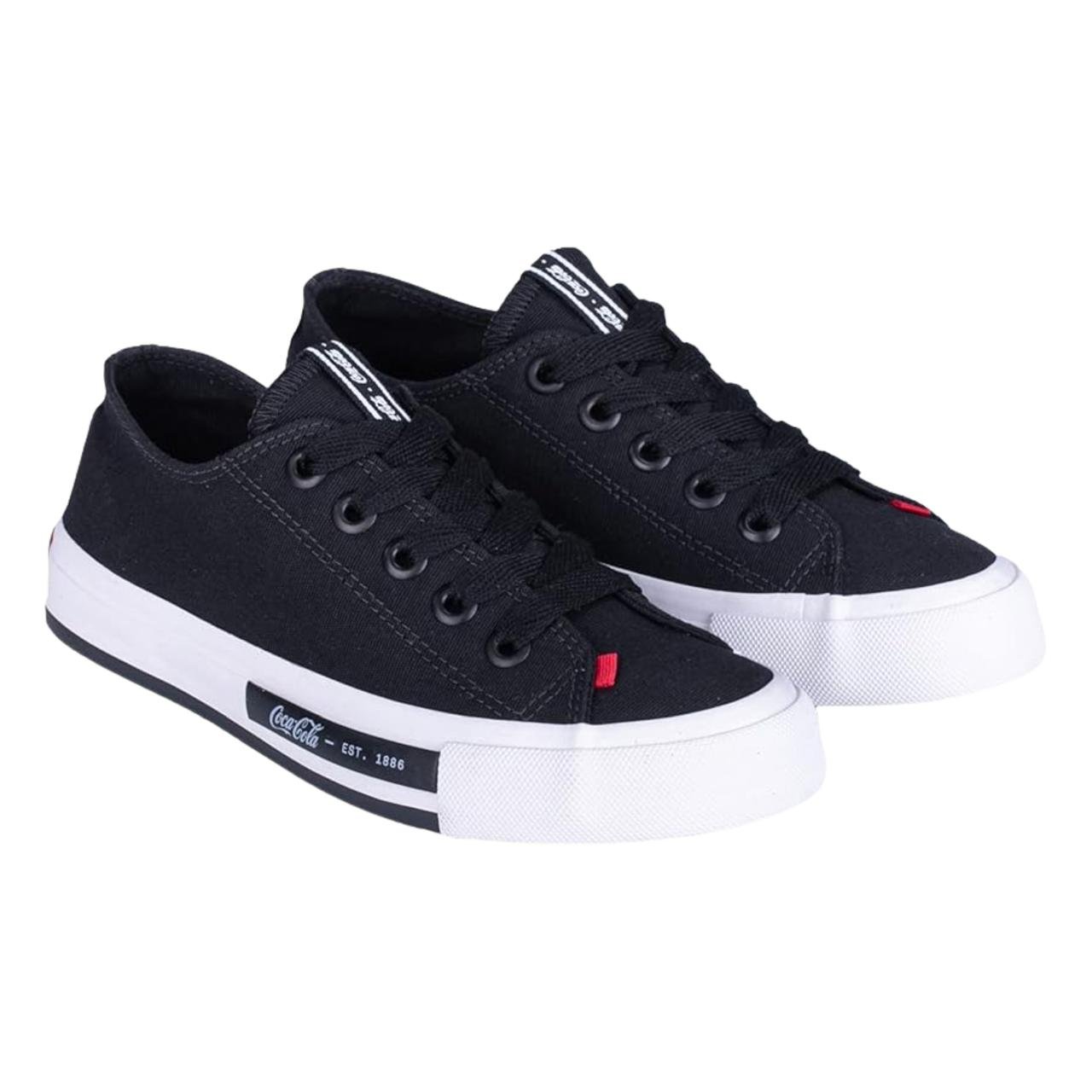 Tênis Casual Feminino Coca Cola CC1947 Preto Preto 3