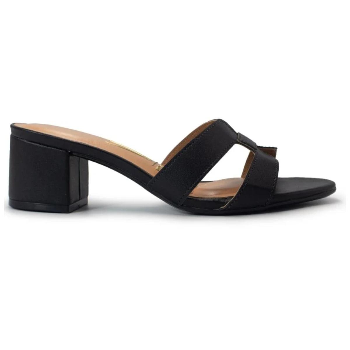 Tamanco Salto Bloco Casual Feminino Vizzano 62911180 Preto Preto 2