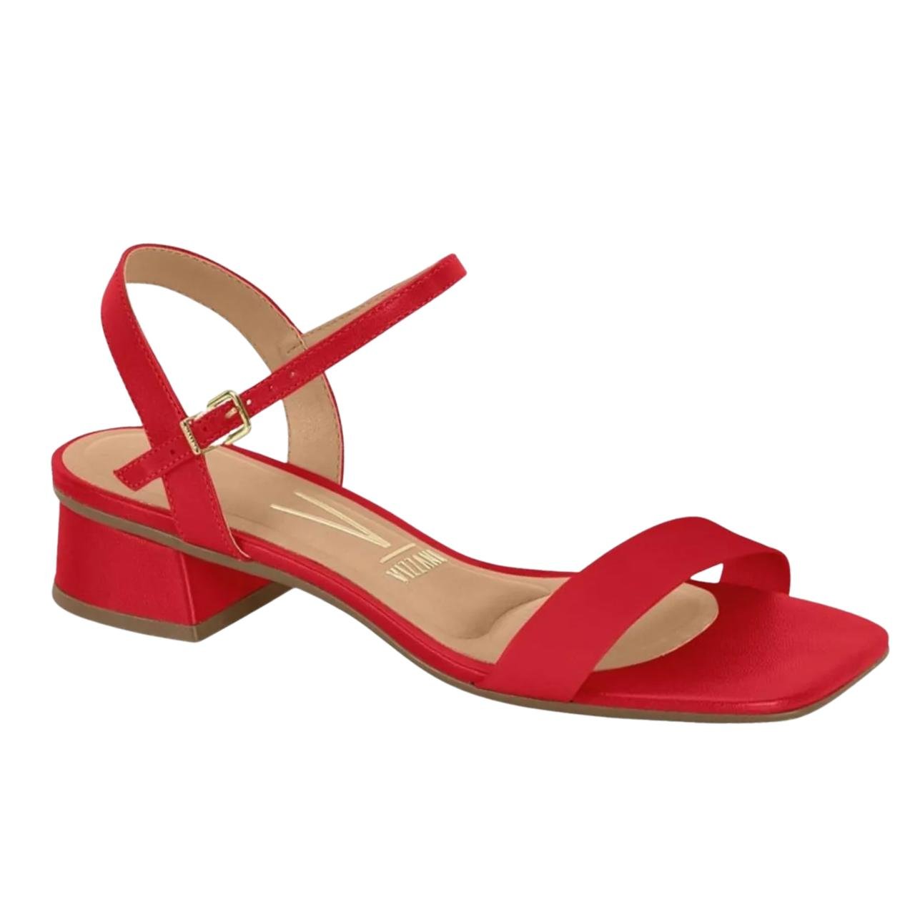 Sandália Salto Bloco Casual Feminina Vizzano 6454111 Vermelho