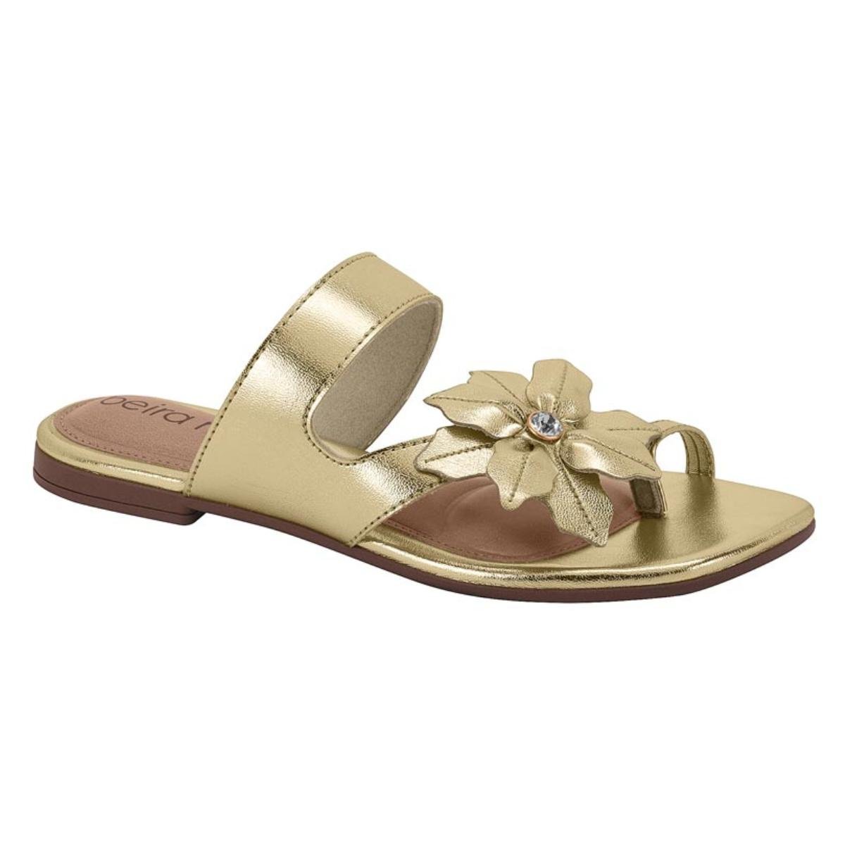 Sandália Rasteirinha Casual Feminino Beira Rio 8560205 Dourado