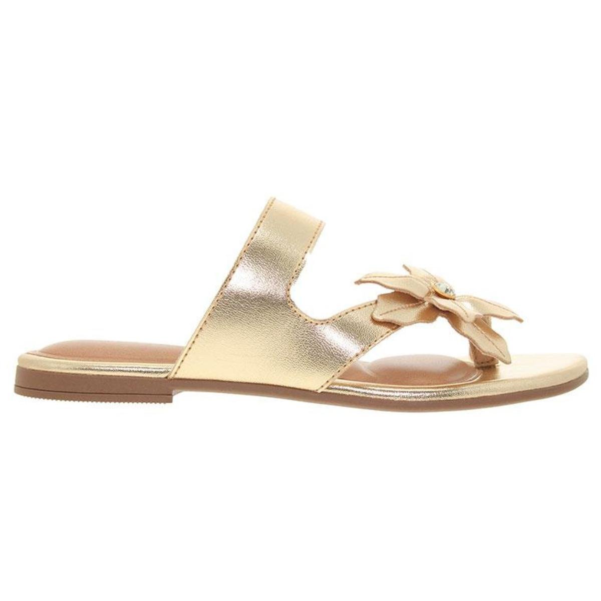 Sandália Rasteirinha Casual Feminino Beira Rio 8560205 Dourado Dourado 2