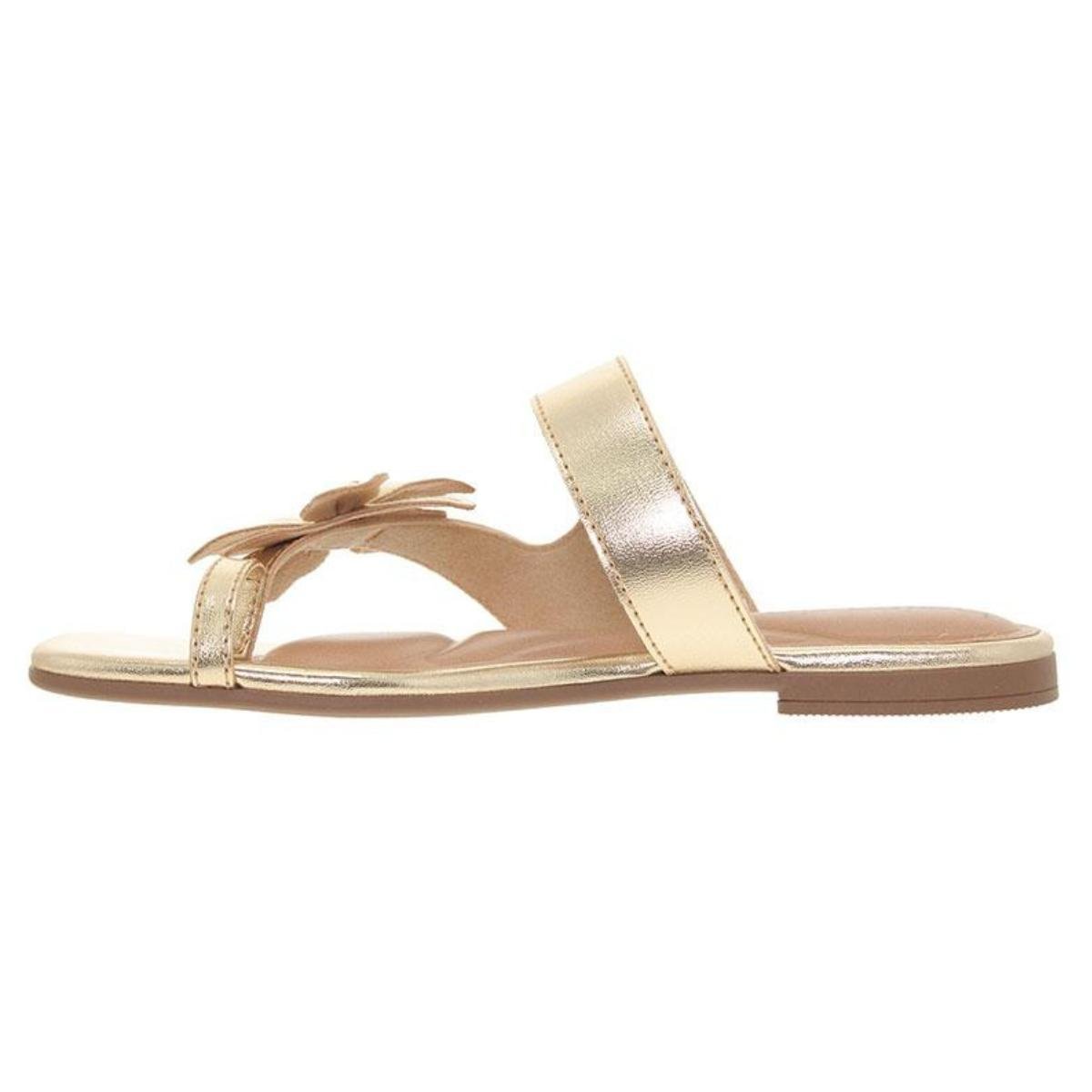 Sandália Rasteirinha Casual Feminino Beira Rio 8560205 Dourado Dourado 3