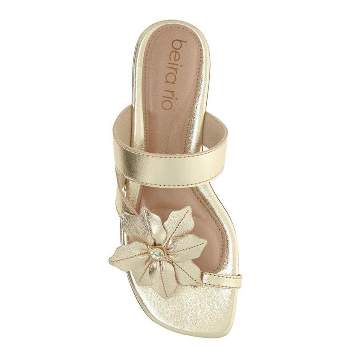 Sandália Rasteirinha Casual Feminino Beira Rio 8560205 Dourado Dourado 4