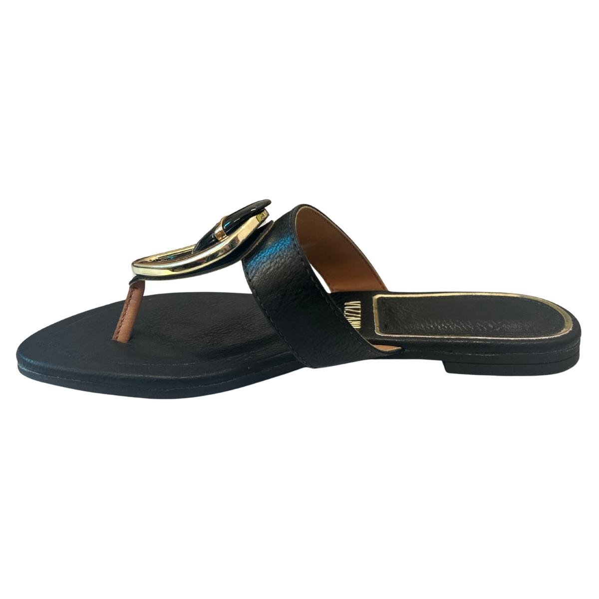Sandália Rasteira Casual Feminina Vizzano 6528111 Preto Preto 3