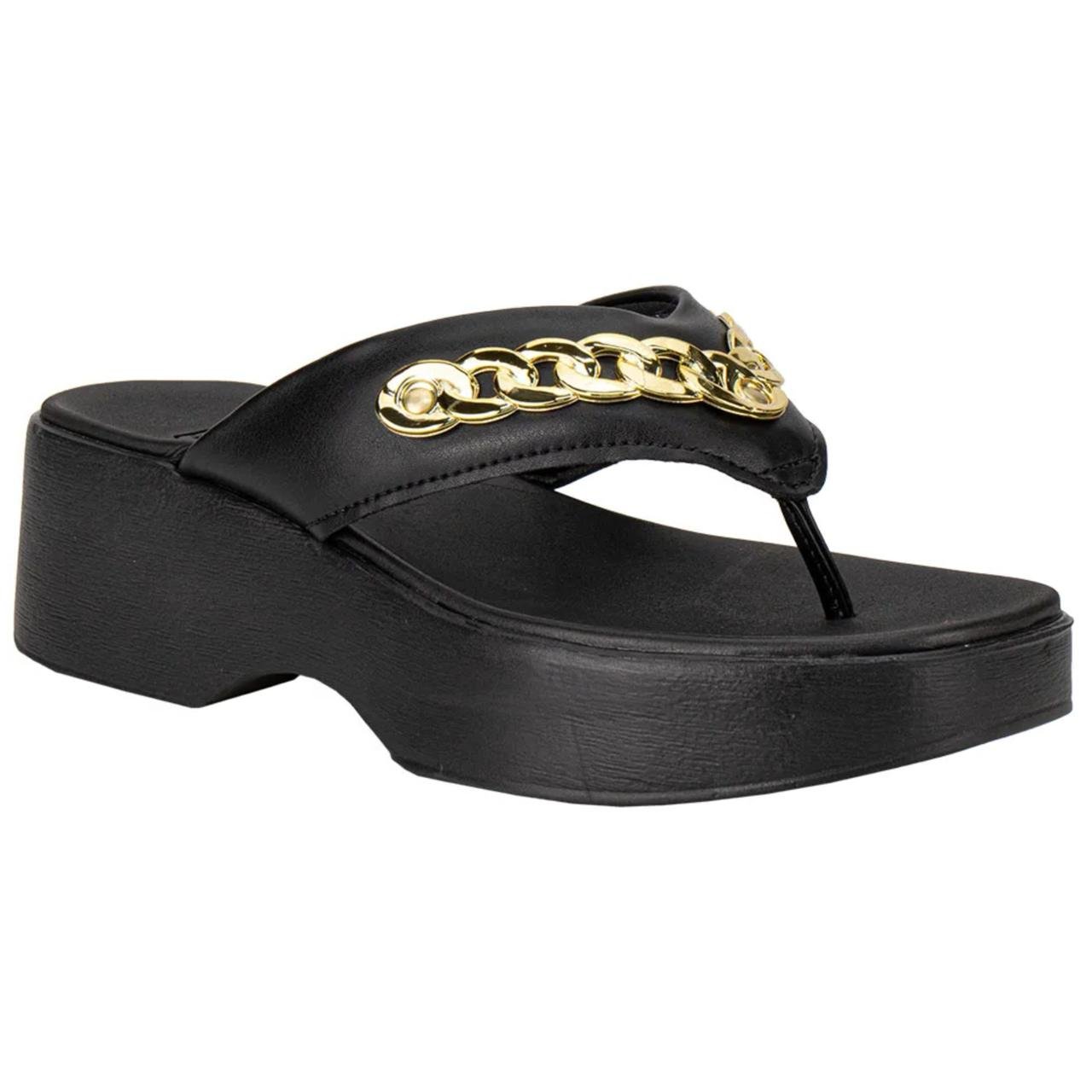 Tamanco Anabela Casual Feminina Moleca 5503117 Preto