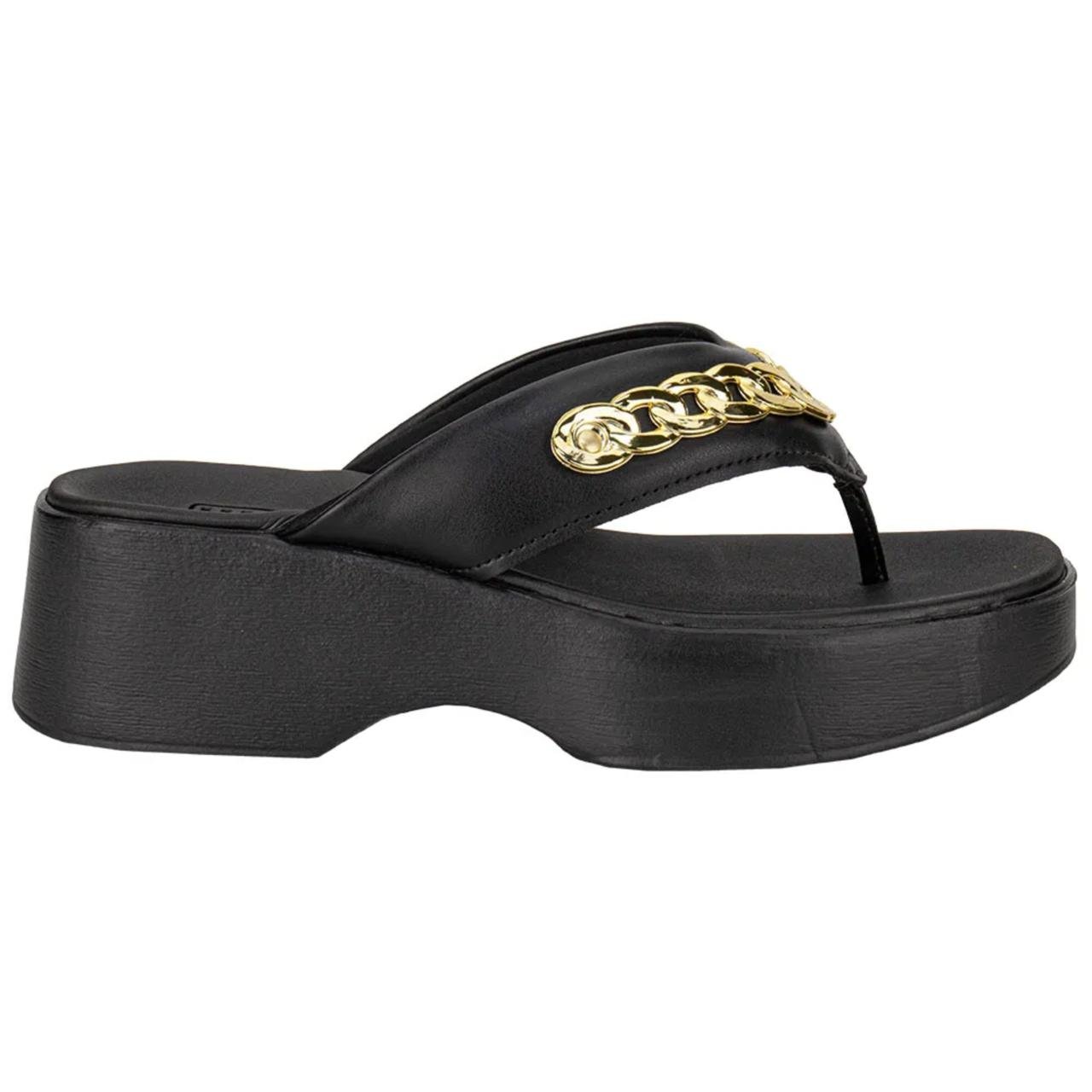 Tamanco Anabela Casual Feminina Moleca 5503117 Preto Preto 2