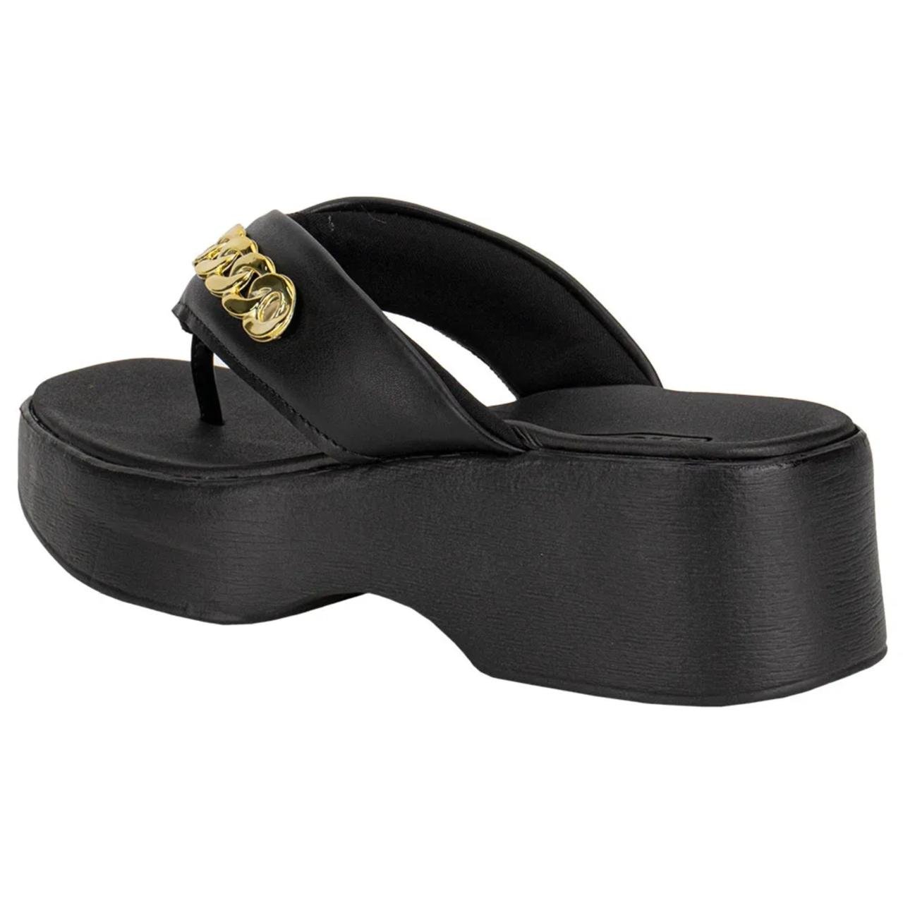 Tamanco Anabela Casual Feminina Moleca 5503117 Preto Preto 3