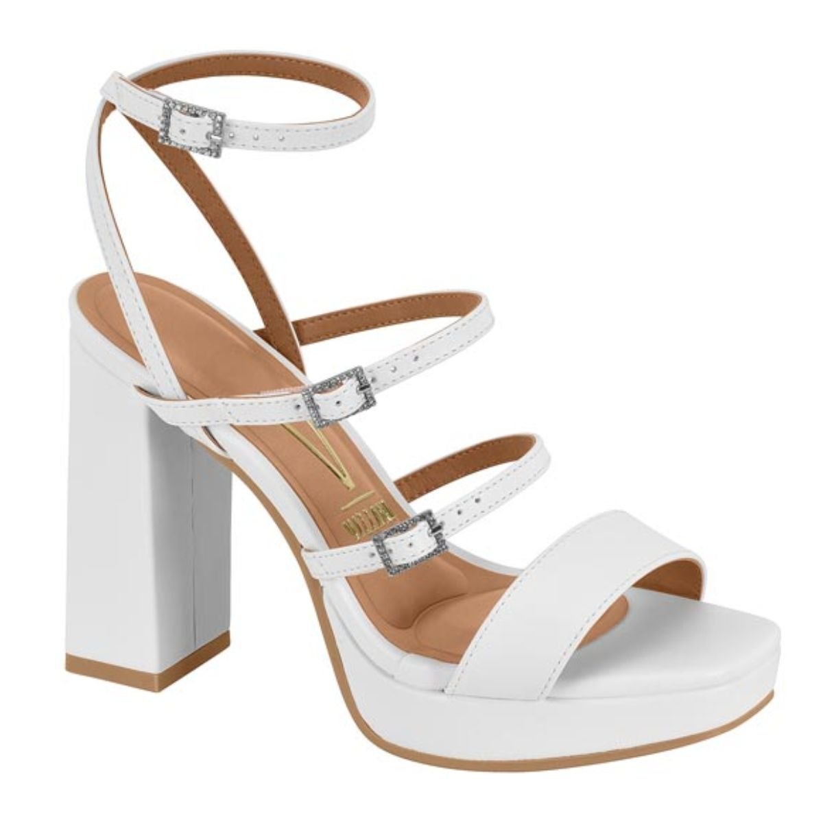 Sandália Salto Alto Casual Feminino Vizzano 6551104 Branco