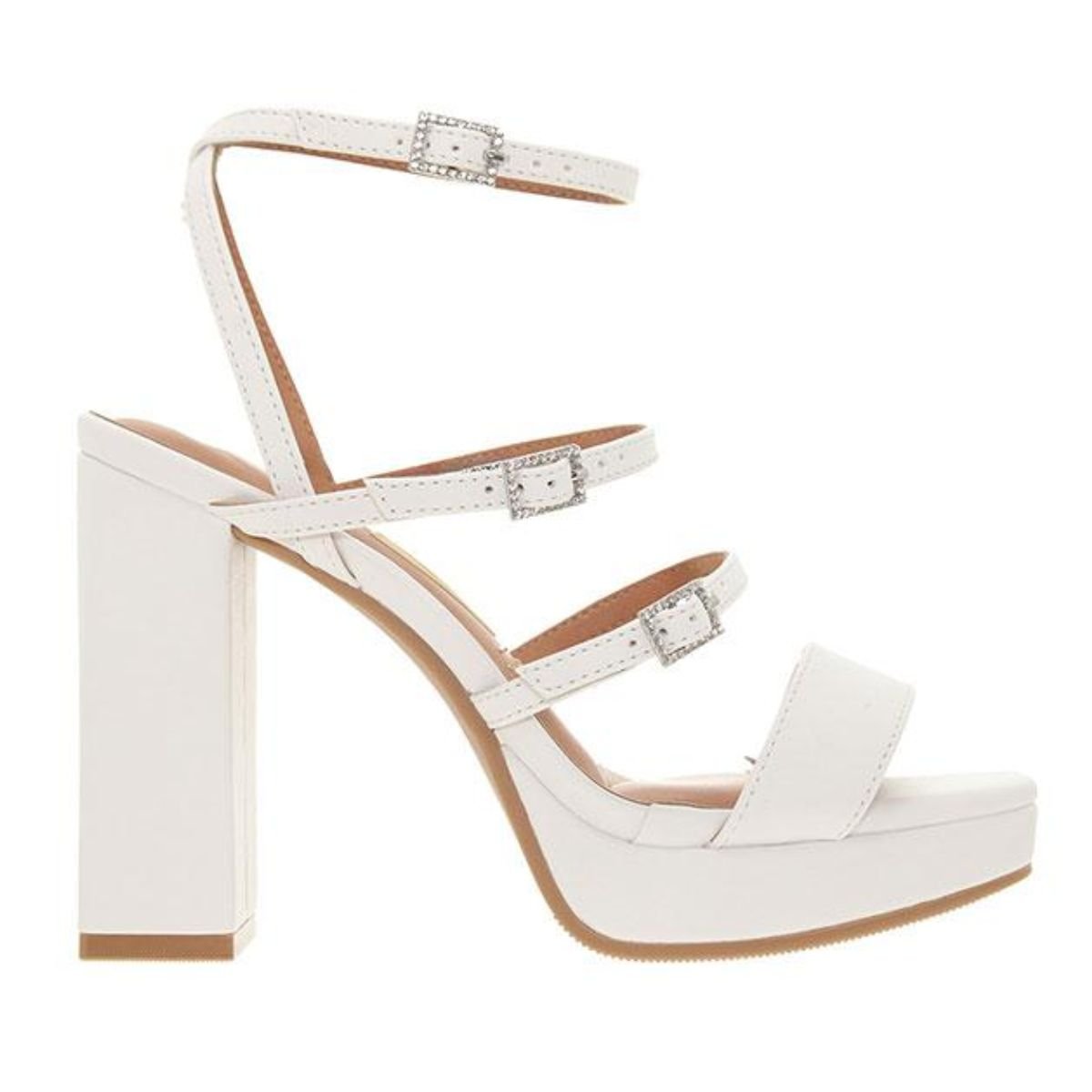 Sandália Salto Alto Casual Feminino Vizzano 6551104 Branco Branco 2