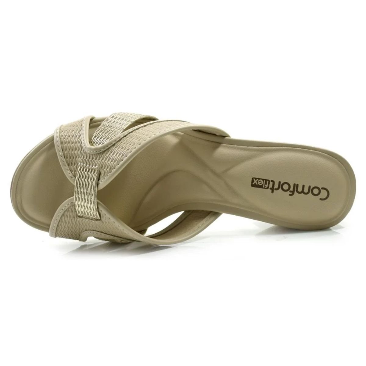 Tamanco Salto Bloco Casual Feminino Comfortflex 24-56407 Bege Bege 4