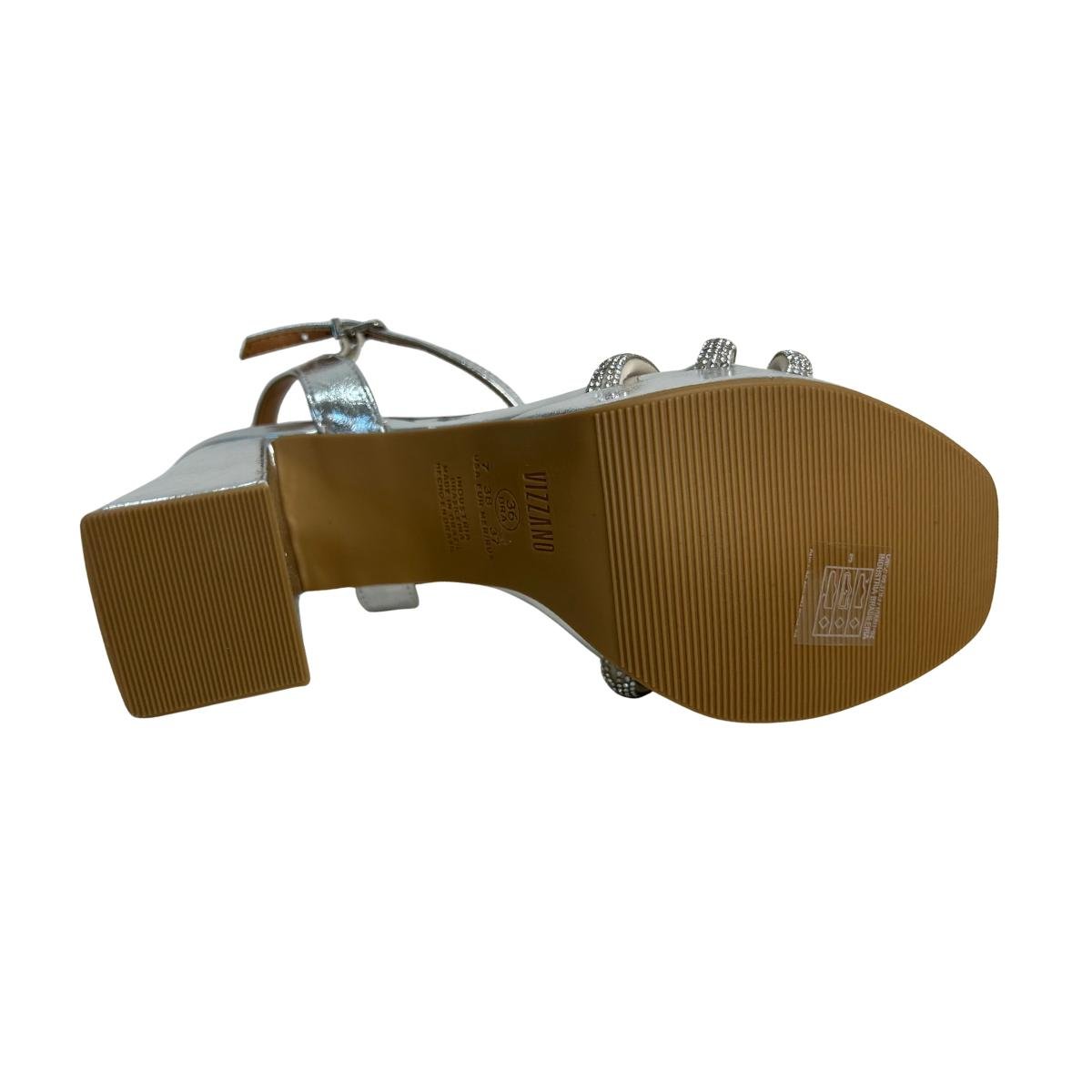 Sandália Salto Alto Casual Feminino Vizzano 6551105 Prata Prata 8