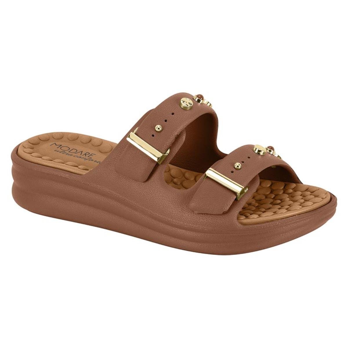 Sandália Papete Flat Casual Feminino Modare 7214101 Marrom