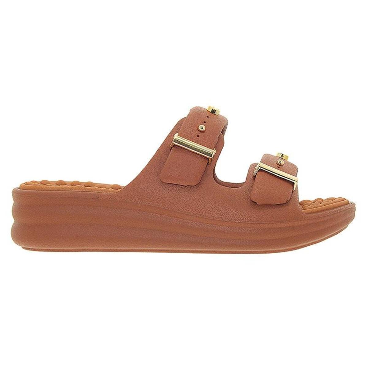 Sandália Papete Flat Casual Feminino Modare 7214101 Marrom Marrom 2