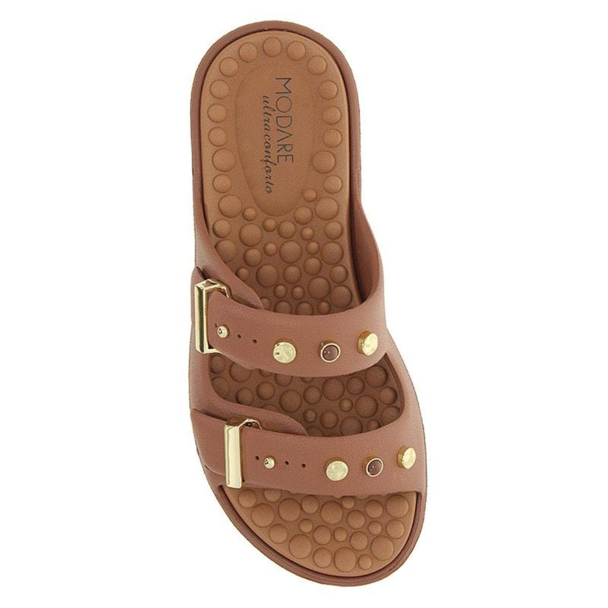 Sandália Papete Flat Casual Feminino Modare 7214101 Marrom Marrom 4