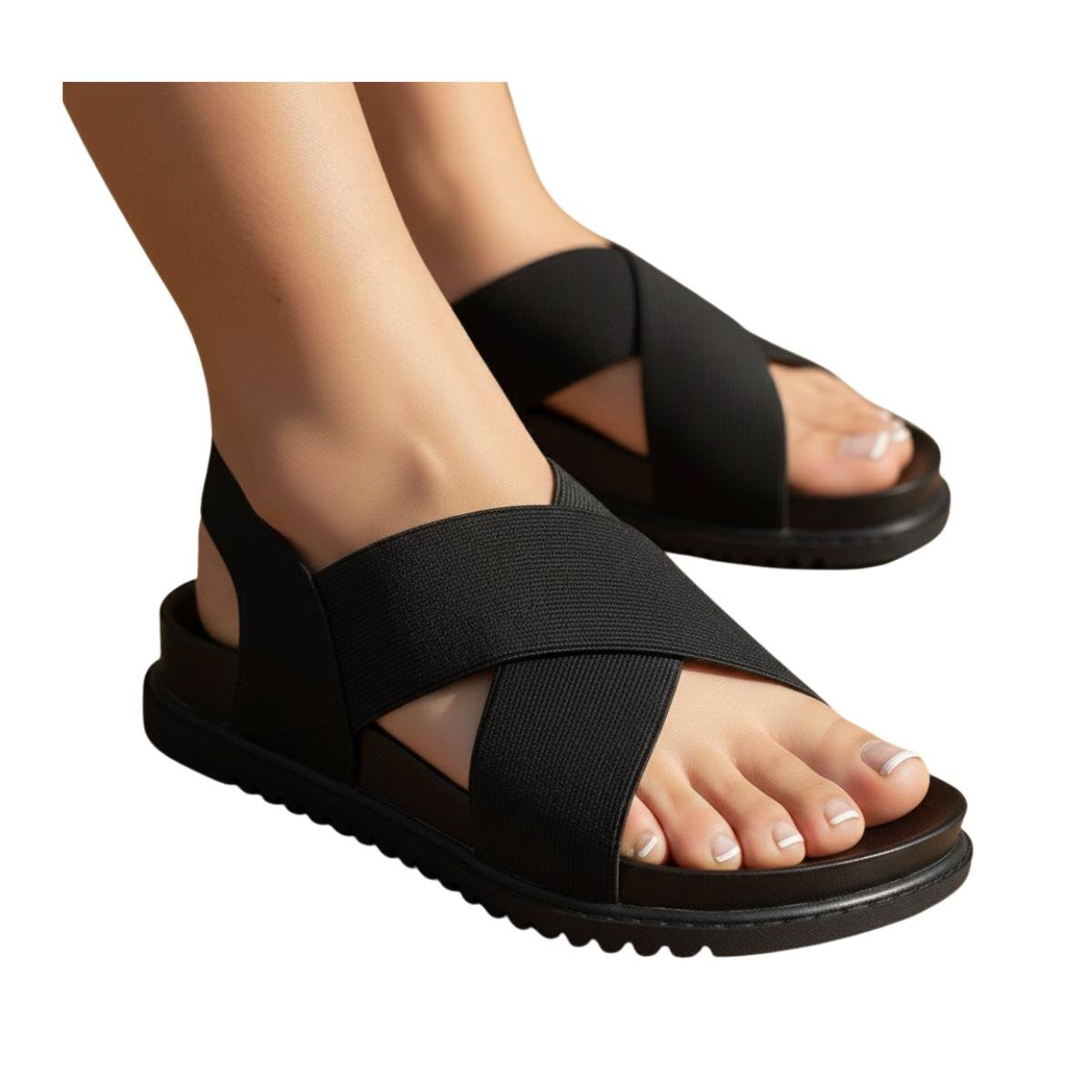 Sandália Papete Flat Modare Casual Feminina 7208105 Preto Preto 5
