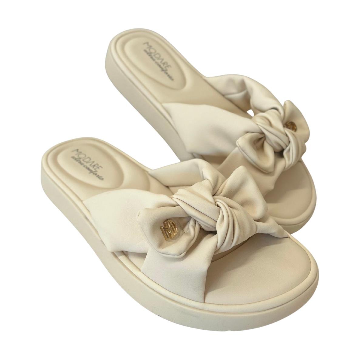 Sandália Rasteirinha Flat Casual Feminino Modare 7208101 Creme Creme 5