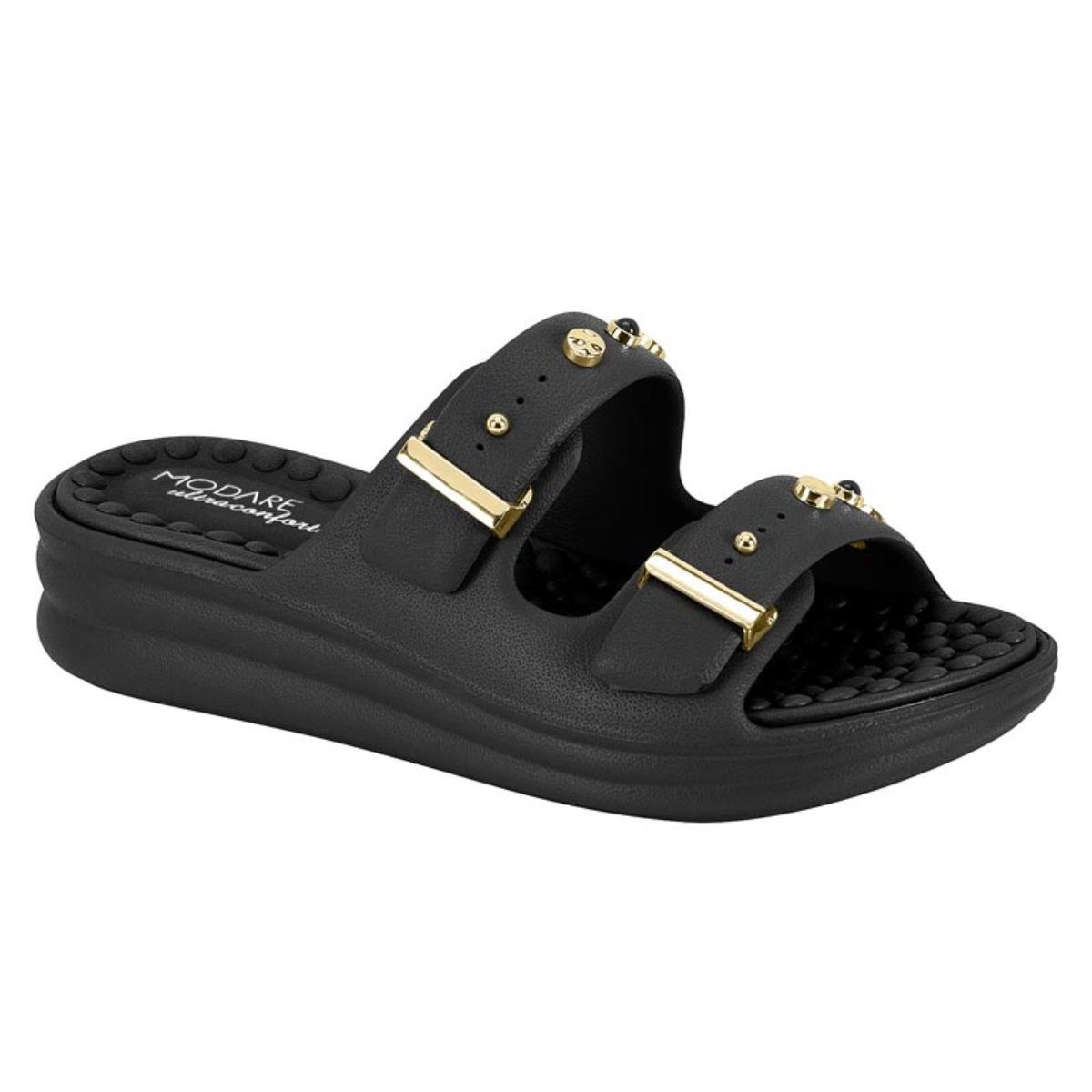 Sandália Papete Flat Casual Feminino Modare 7214101 Preto