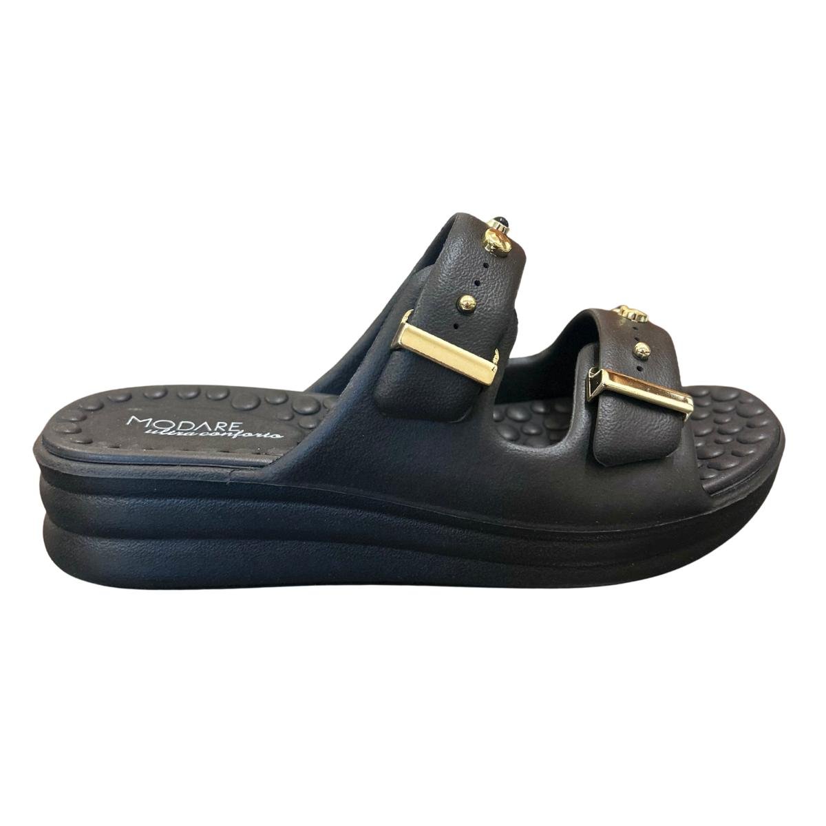 Sandália Papete Flat Casual Feminino Modare 7214101 Preto Preto 2