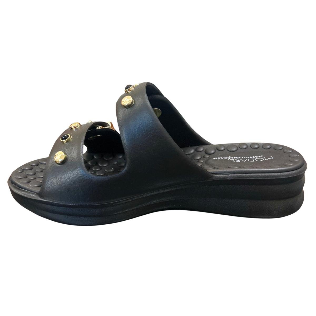 Sandália Papete Flat Casual Feminino Modare 7214101 Preto Preto 3