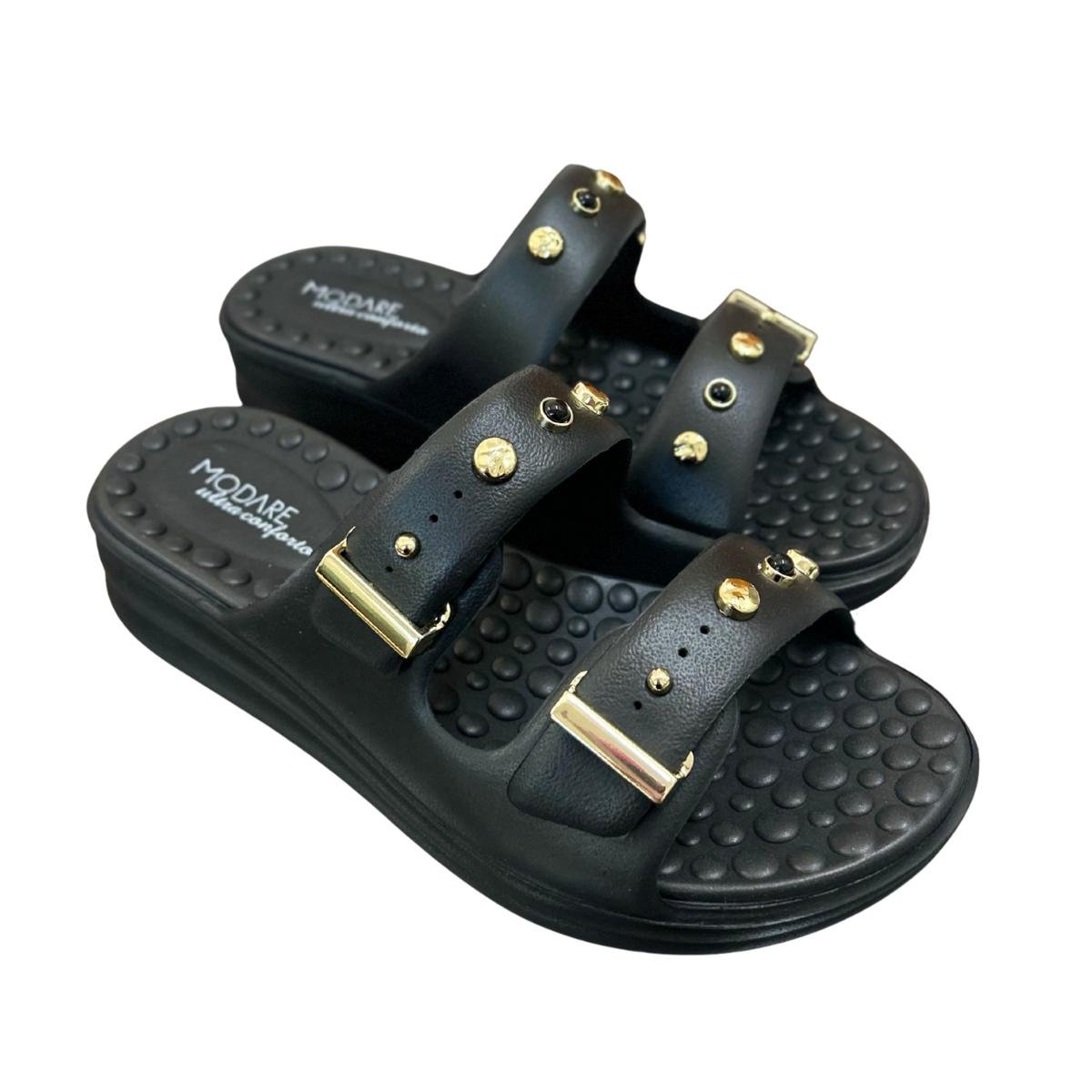 Sandália Papete Flat Casual Feminino Modare 7214101 Preto Preto 5