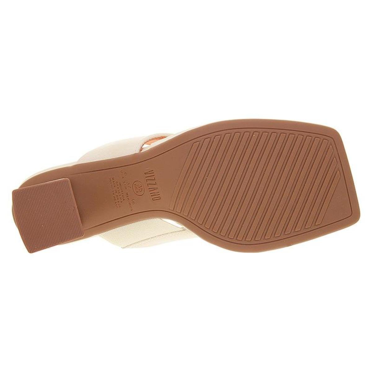 Tamanco Salto Bloco Casual Feminino Vizzano 6455135 Branco Branco 7