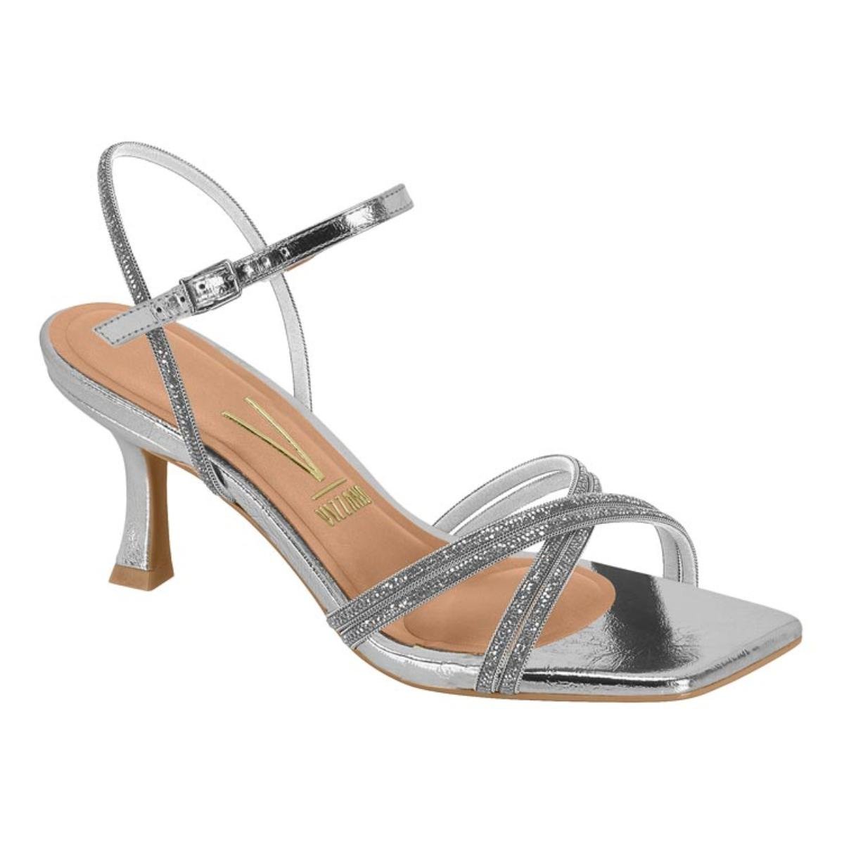 Sandália Salto Taça Casual Feminino Vizzano 6536205 Prata