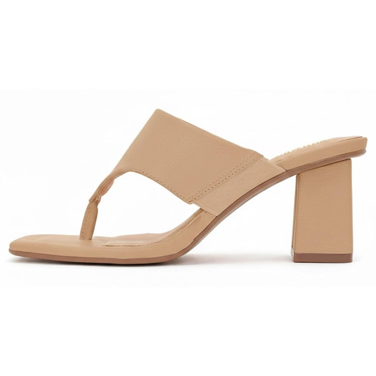 Tamanco Salto Bloco Casual Feminino Vizzano 6455135 Bege Bege 3