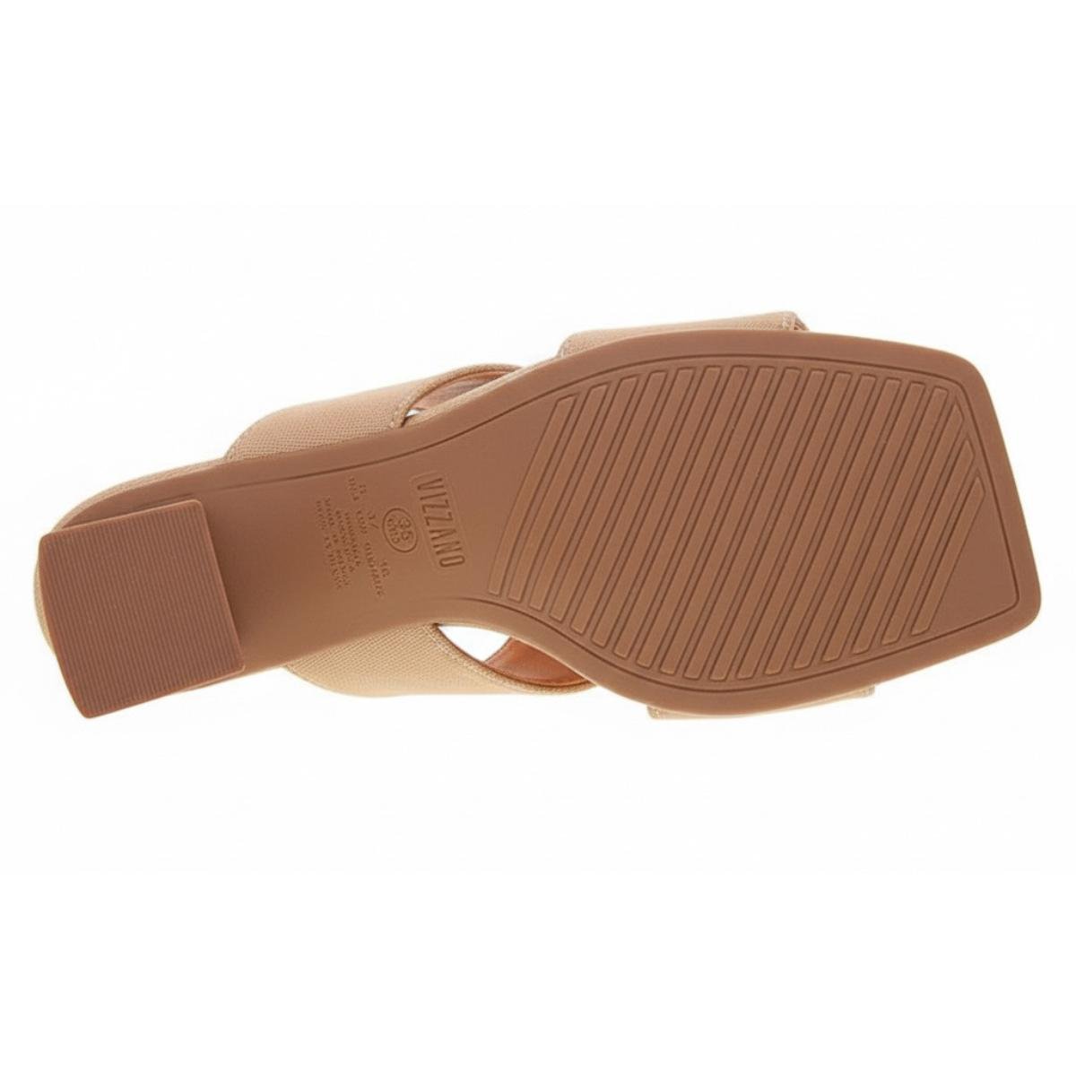 Tamanco Salto Bloco Casual Feminino Vizzano 6455135 Bege Bege 7