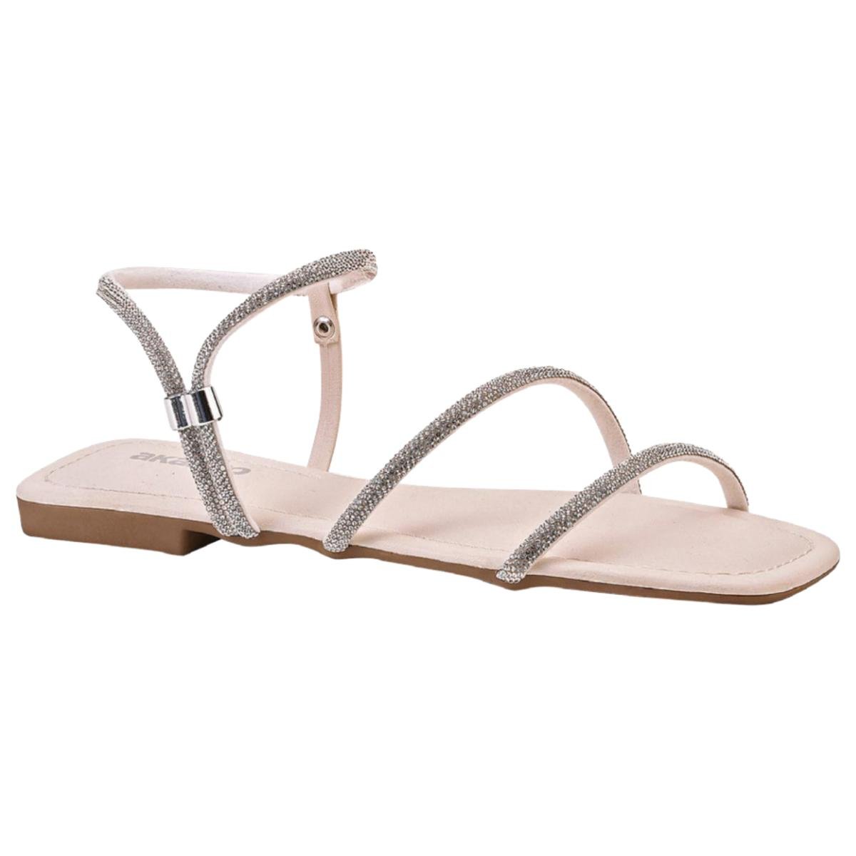 Sandália Rasteirinha Casual Feminino Akazzo 4162NE Branco