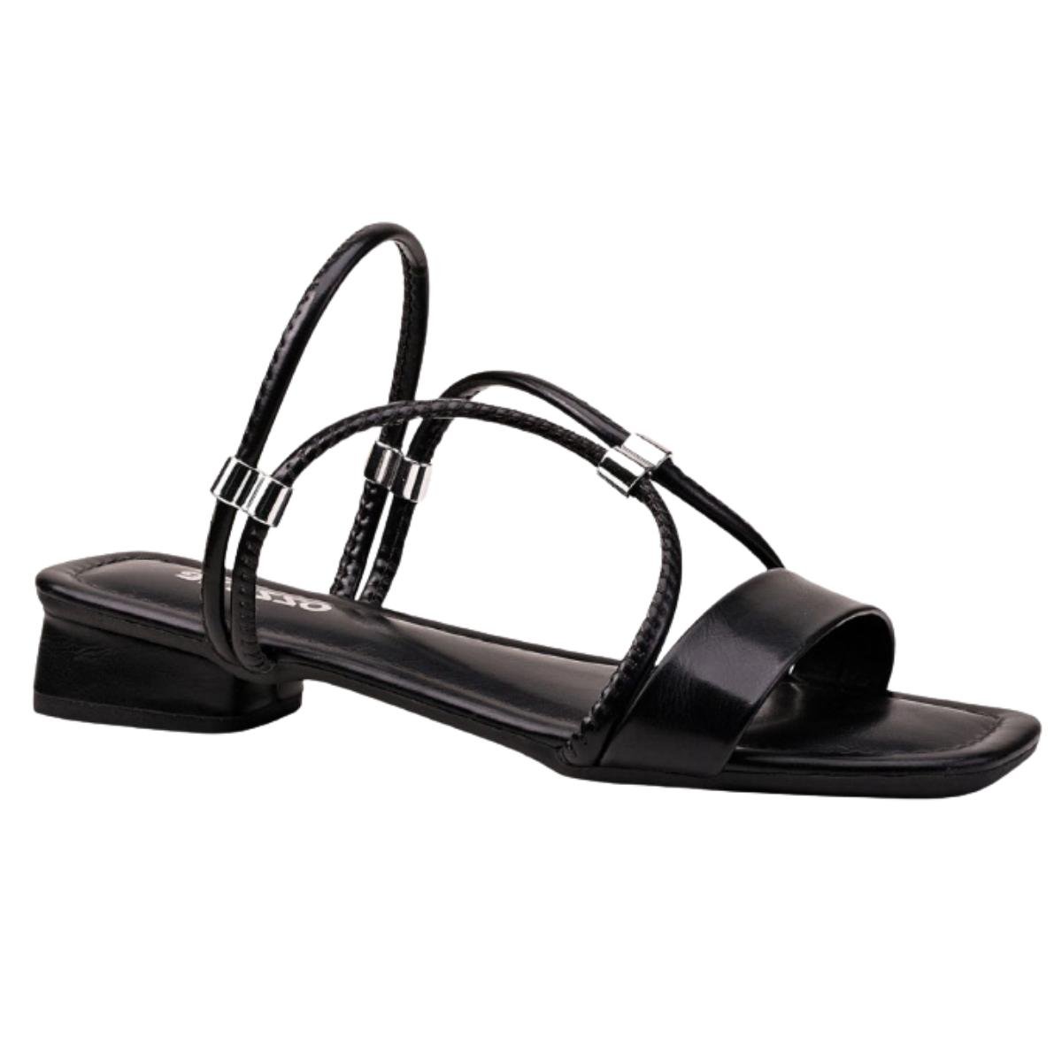 Sandália Salto Baixo Casual Feminino Akazzo 4252AE Preto