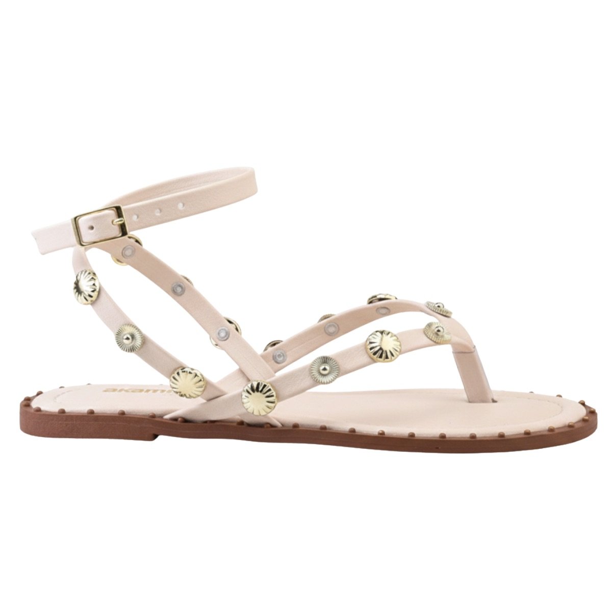 Sandália Rasteirinha Casual Feminino Akazzo 3955HE Branco Bege 2