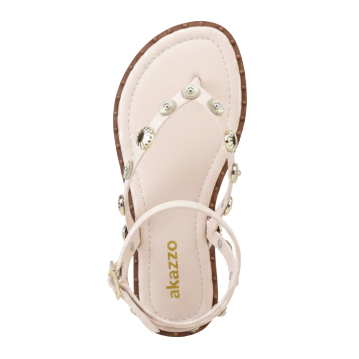 Sandália Rasteirinha Casual Feminino Akazzo 3955HE Branco Bege 4