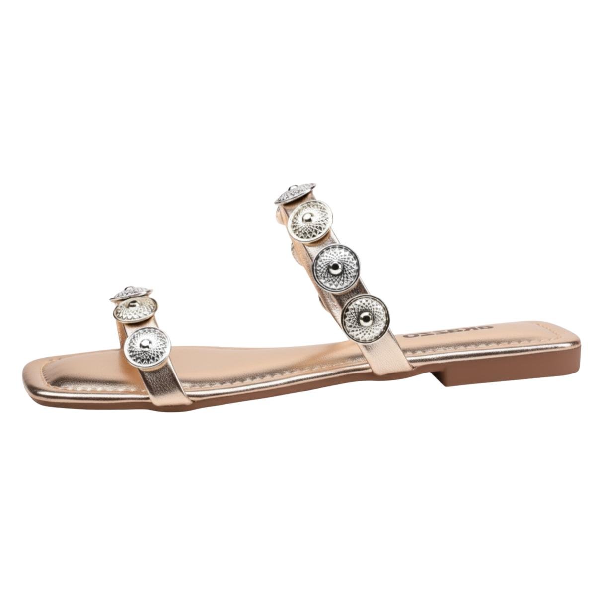 Sandália Rasteirinha Casual Feminino Akazzo 237NE Dourado Dourado 3