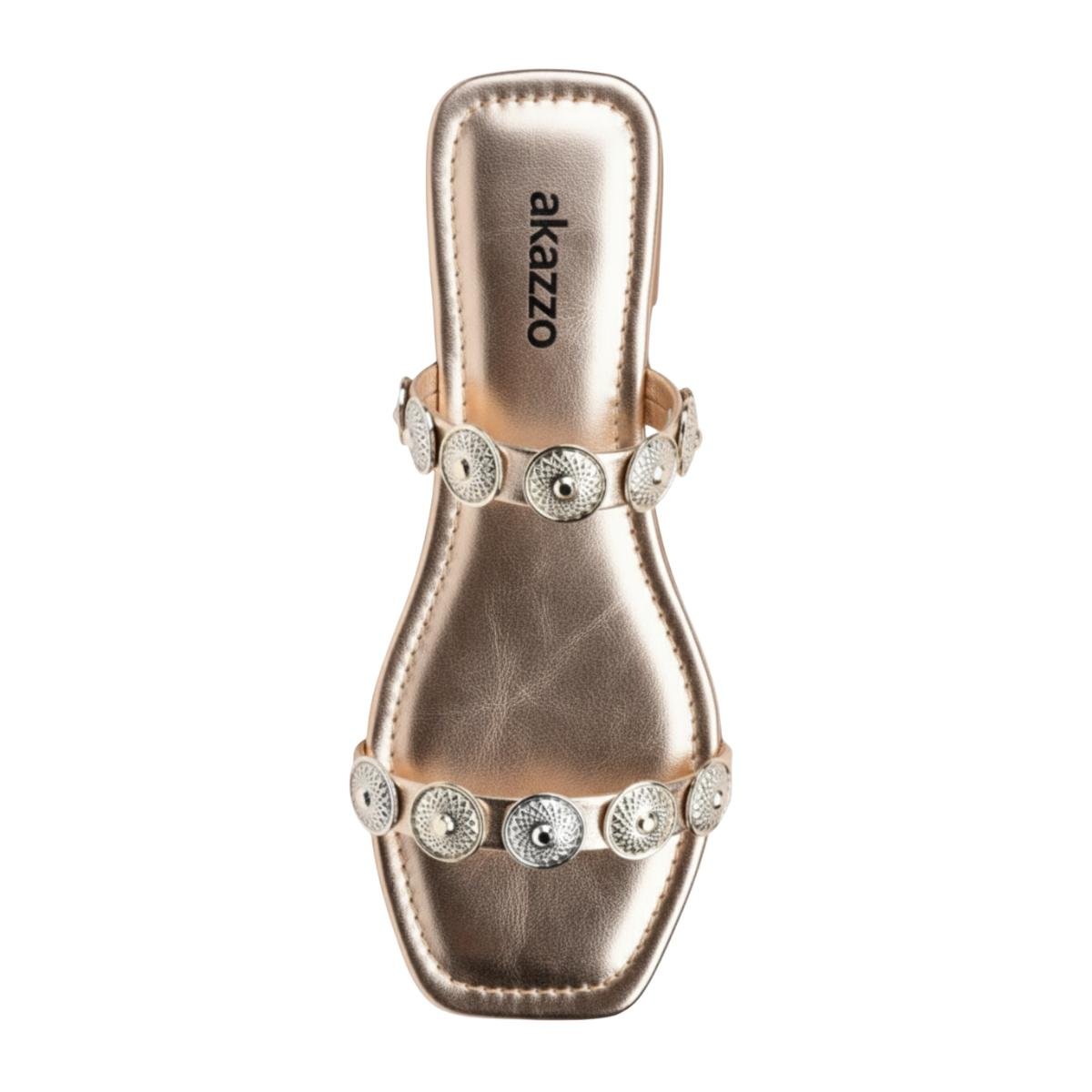 Sandália Rasteirinha Casual Feminino Akazzo 237NE Dourado Dourado 4