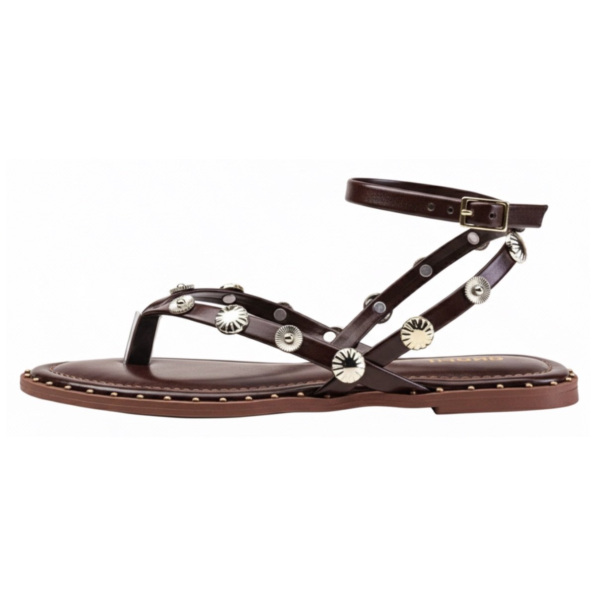 Sandália Rasteirinha Casual Feminino Akazzo 3955HE Marsala Marrom 3