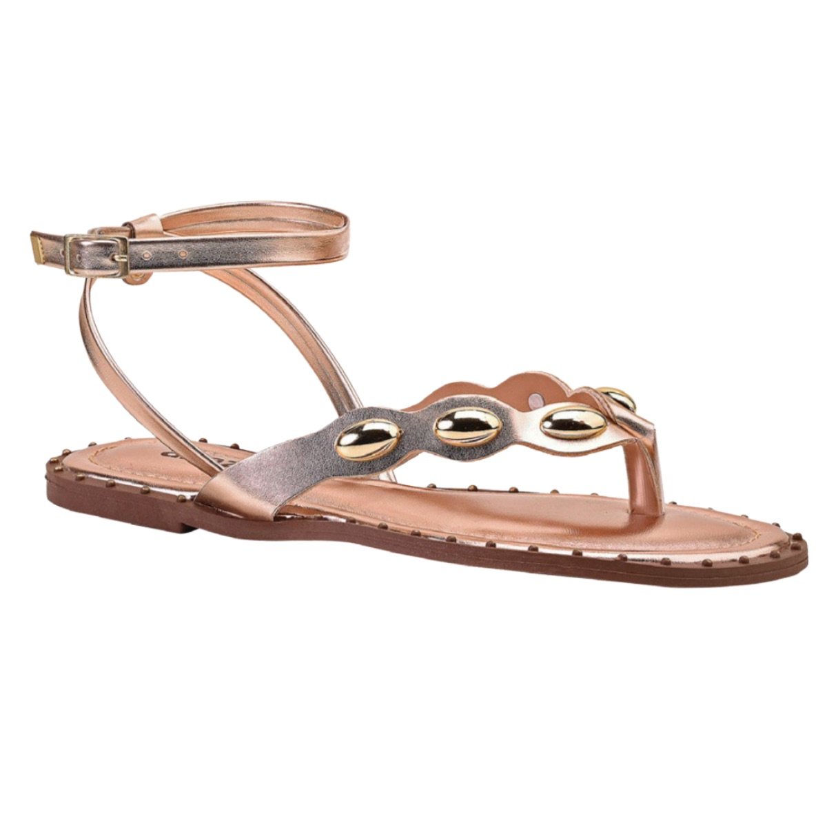 Sandália Rasteirinha Casual Feminino Akazzo 4190HE Dourado