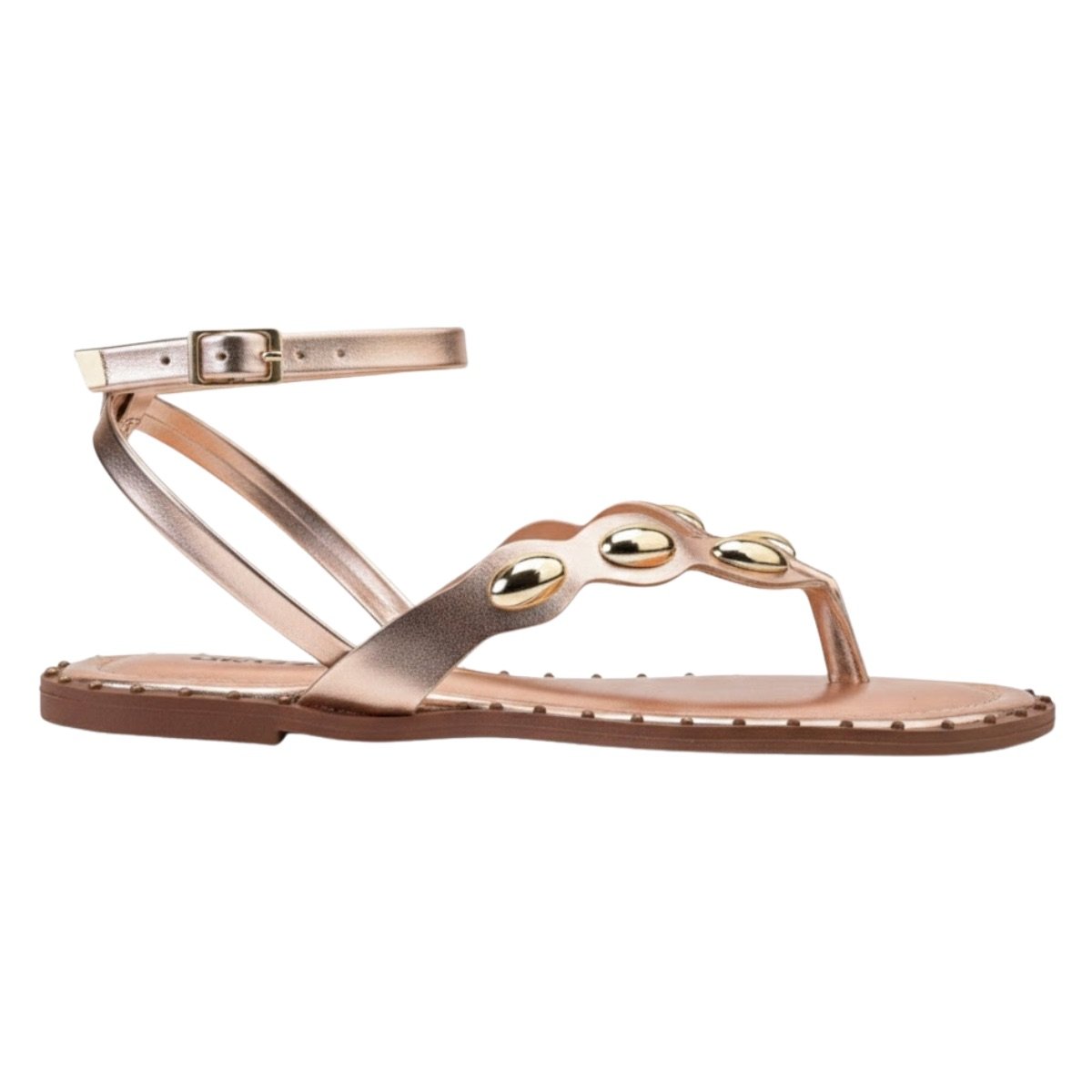 Sandália Rasteirinha Casual Feminino Akazzo 4190HE Dourado Cobre 2