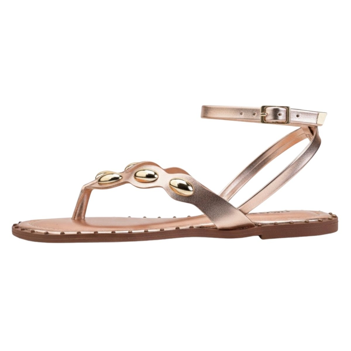 Sandália Rasteirinha Casual Feminino Akazzo 4190HE Dourado Cobre 3