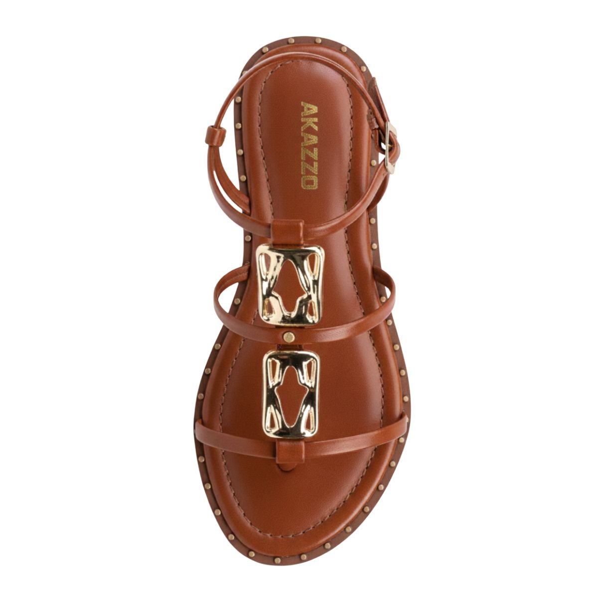 Sandália Rasteirinha Casual Feminino Akazzo 4262HE Marrom Marrom 4