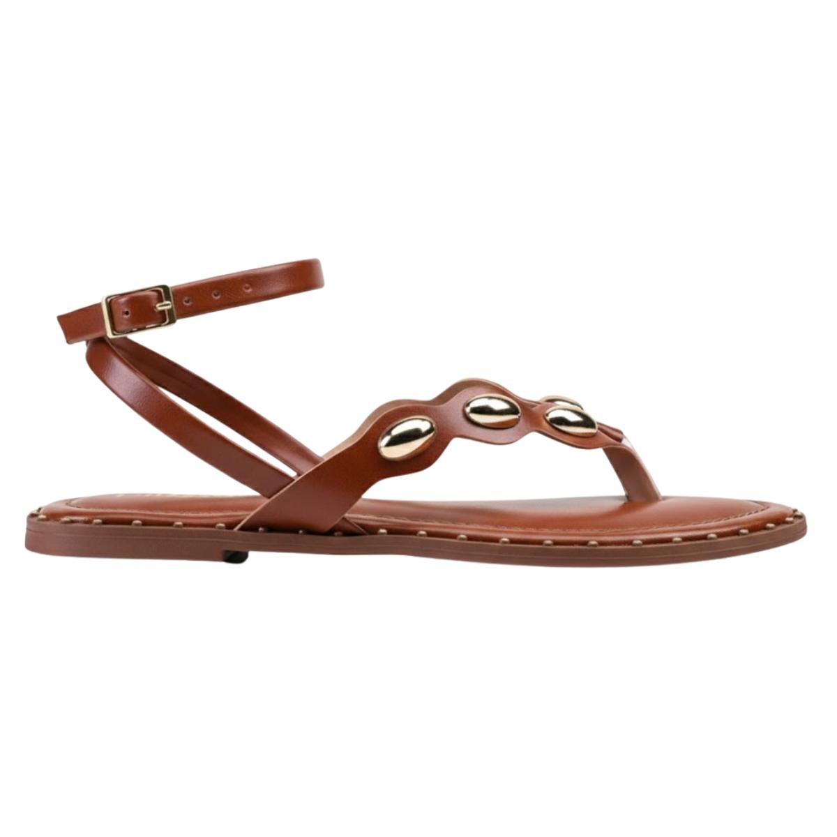 Sandália Rasteirinha Casual Feminino Akazzo 4190HE Marrom Marrom 2