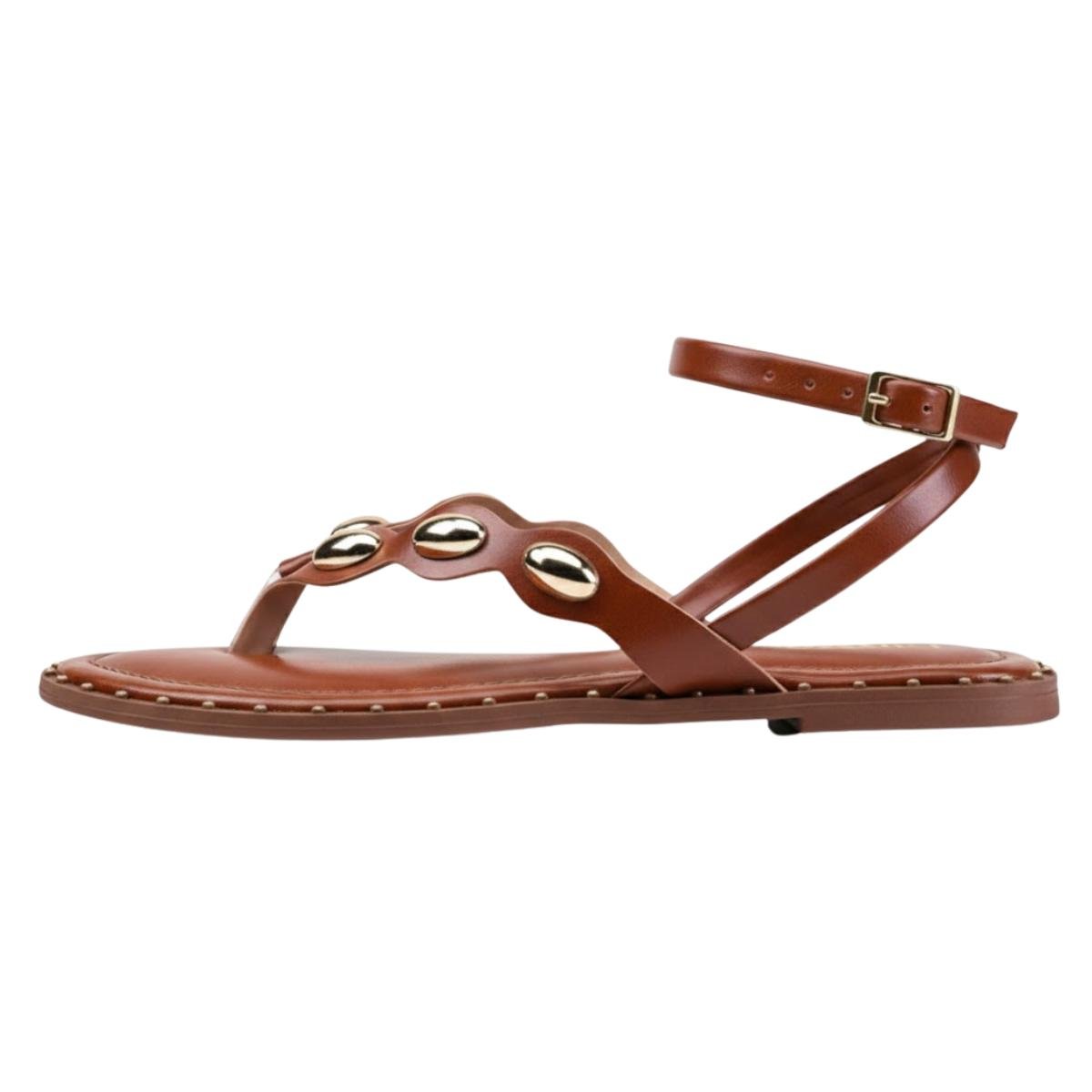 Sandália Rasteirinha Casual Feminino Akazzo 4190HE Marrom Marrom 3