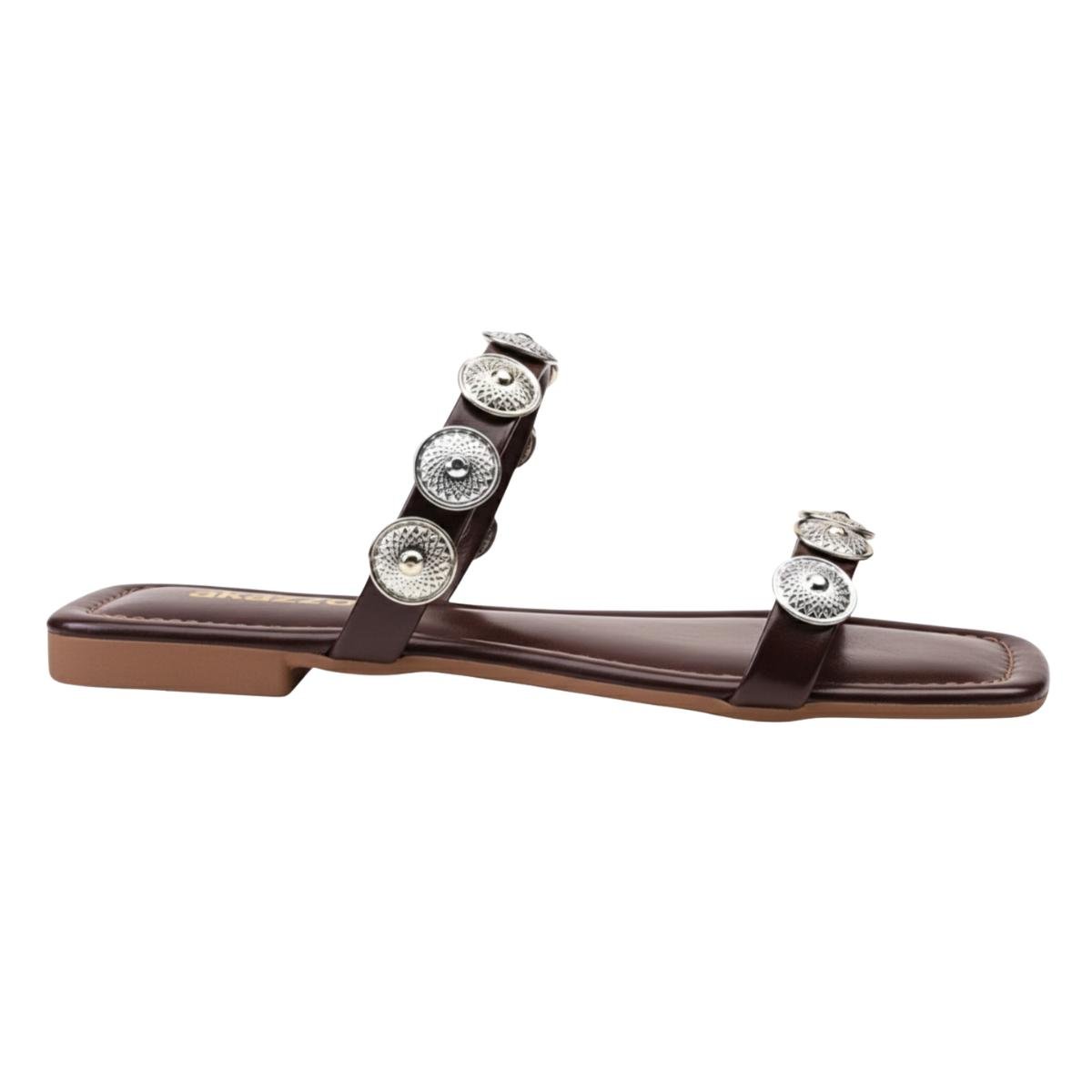 Sandália Rasteirinha Casual Feminino Akazzo 237NE Marsala Marrom 2