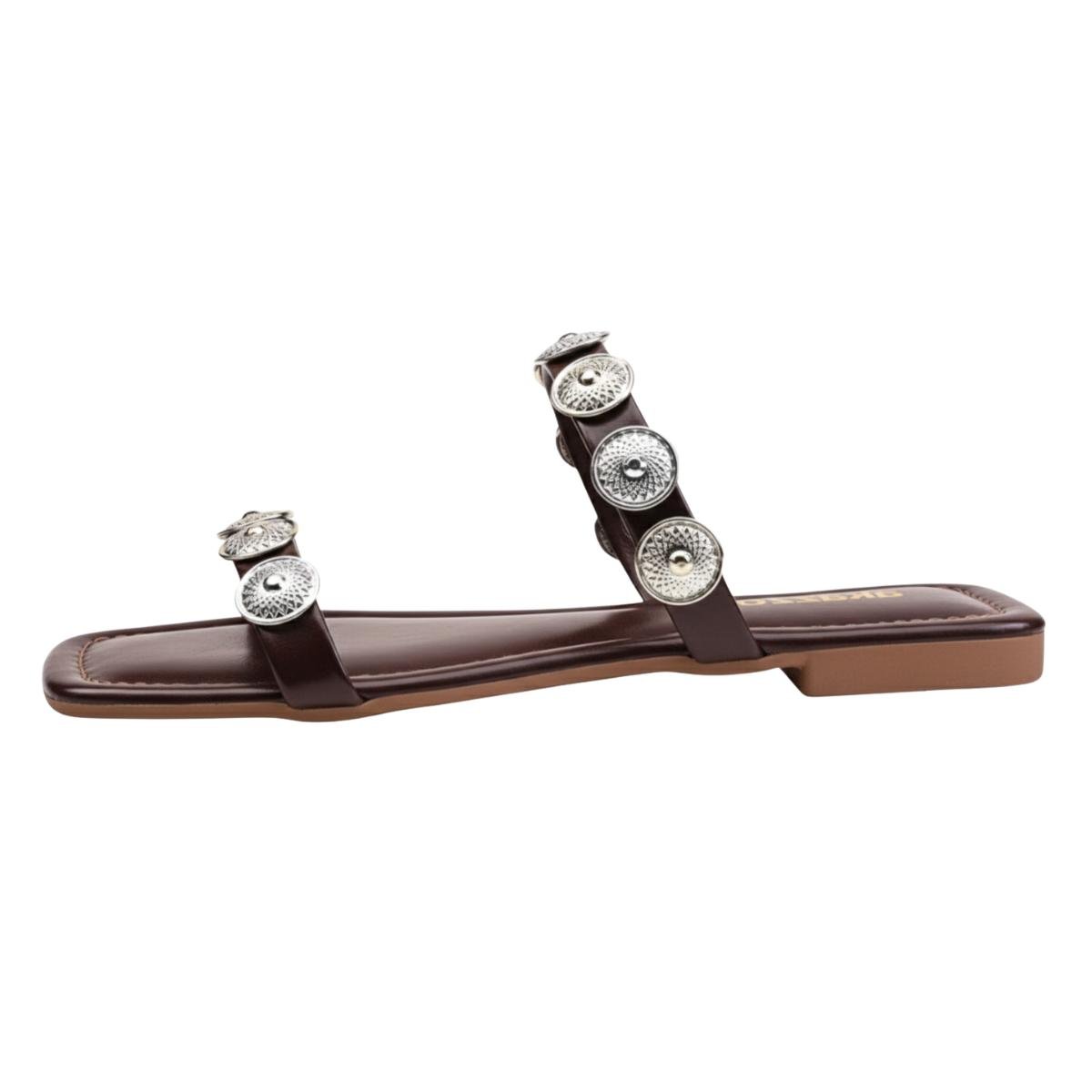 Sandália Rasteirinha Casual Feminino Akazzo 237NE Marsala Marrom 3