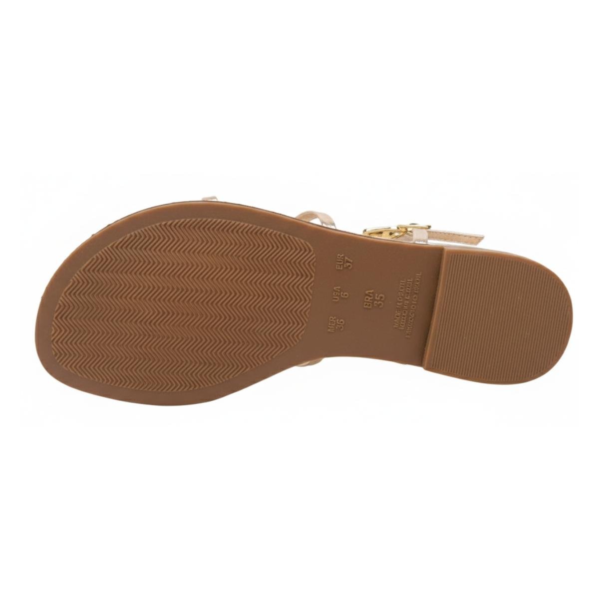 Sandália Rasteirinha Casual Feminino Akazzo 4262HE Dourado Dourado 6