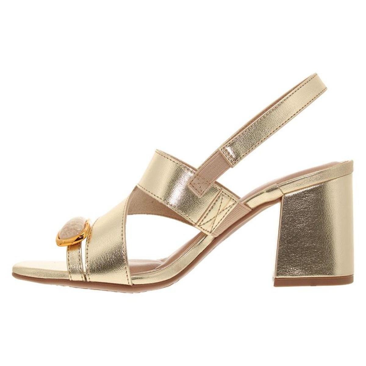 Sandália Salto Grosso Casual Feminino Beira Rio 8436343 Dourado Dourado 3